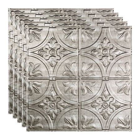 Acoustic Ceiling Products Fasade Traditional Syle # 2 - 23-3/4" x 23-3/4" PVC Lay In Tile in Crosshatch Silver - PL5221